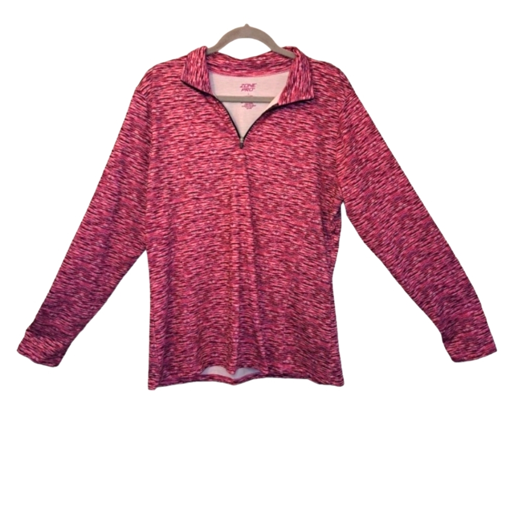 Zone Pro Pink Quarter Zip Athletic Active Top Size Large